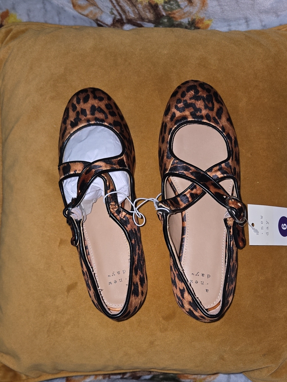a new day Leopard Print Mary Jane Flats - Brown and Black
